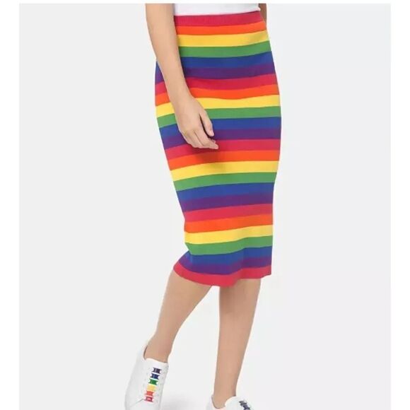 Rainbow-Striped Pencil Skirt - Picture 1 of 6